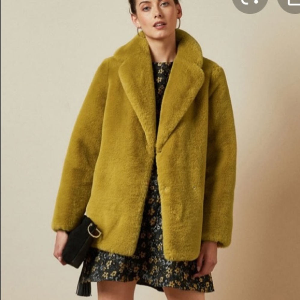 Ted Baker faux fur mauve green jacket